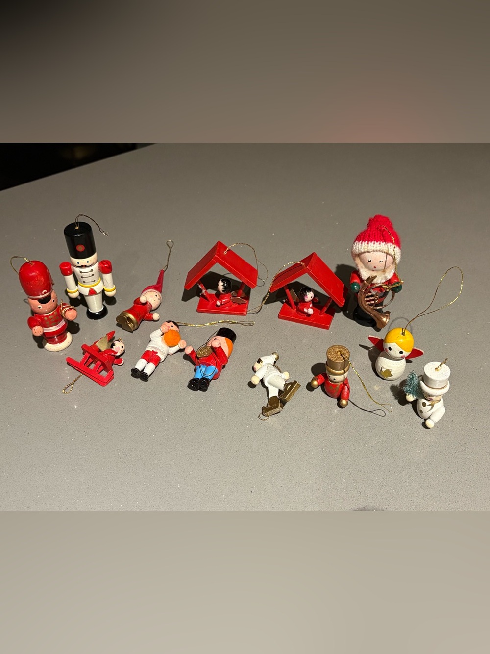Vintage wooden Christmas ornaments lot of 13 hand painted